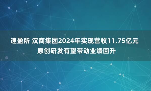 速盈所 汉商集团2024年实现营收11.75亿元  原创研发有望带动业绩回升